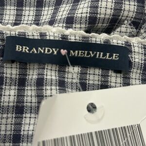 Brandy Melville Navy and White Checkered Top